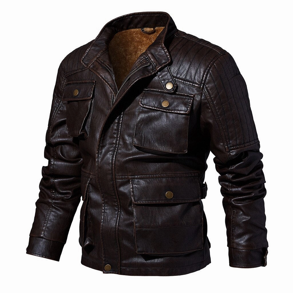 West Louis? Pockets Outwear Leather Jacket Contoured Silhouette