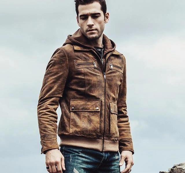 Seamless Design West Louis? Retro Autumn Winter Genuine Leather Jacket