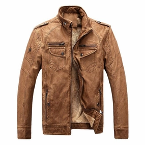 West Louis? Winter Fashion PU Leather Jacket Regular Fit Cut