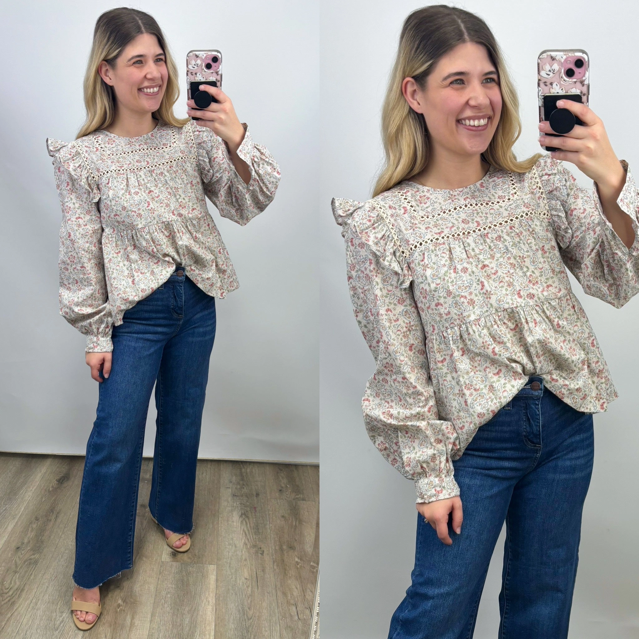 Distant Sun Top Wrinkle Free Weave Compact Jacquard Weave