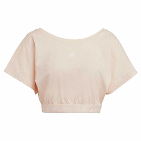 adidas - Women's Hyperglam Cropped Cotton T-Shirt (HZ9667) Non Slip Collar