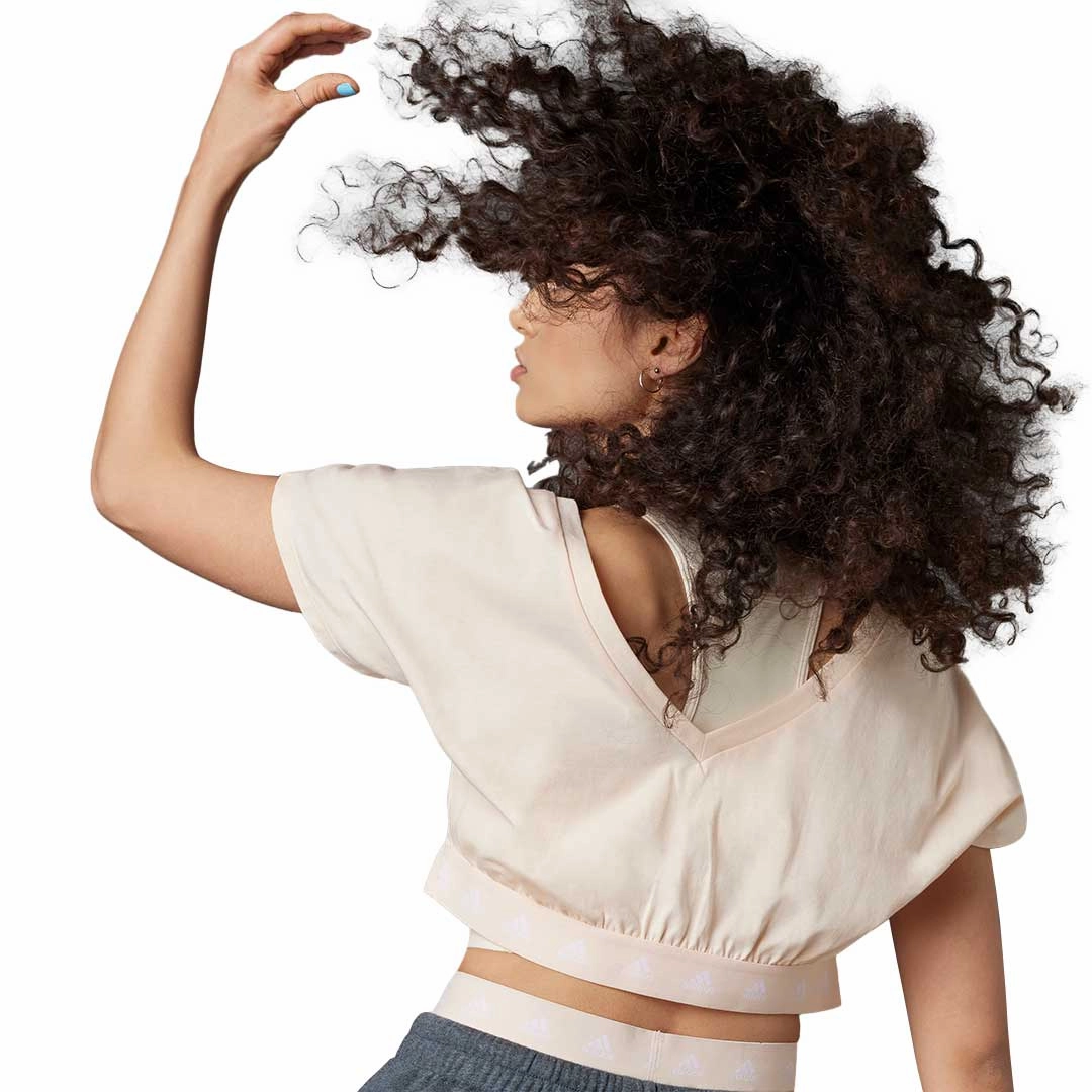 adidas - Women's Hyperglam Cropped Cotton T-Shirt (HZ9667) Light Travel Piece Heat Sealed Zippers