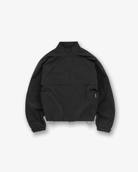 Windproof Inner Layer Initial Nylon Track Jacket - Black