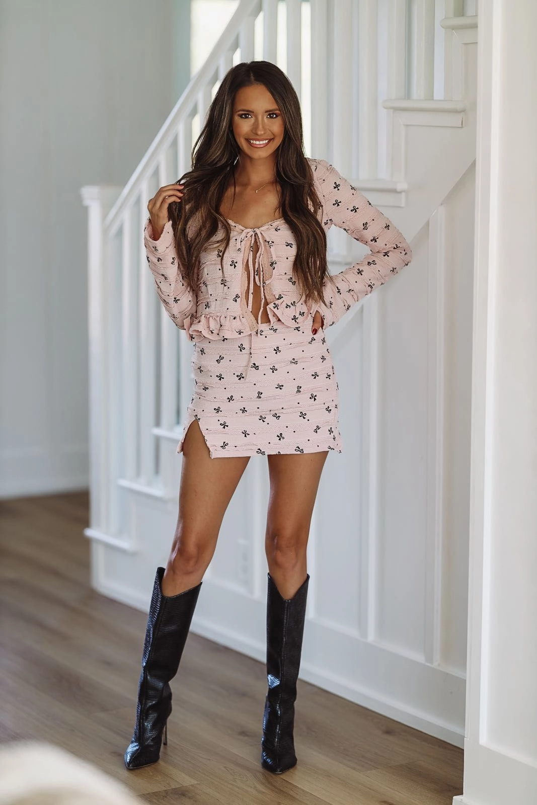 Ribbons and Ruffles Crop Top - Pink  (FINAL SALE) Relaxed Tee Odor Resistant Finish