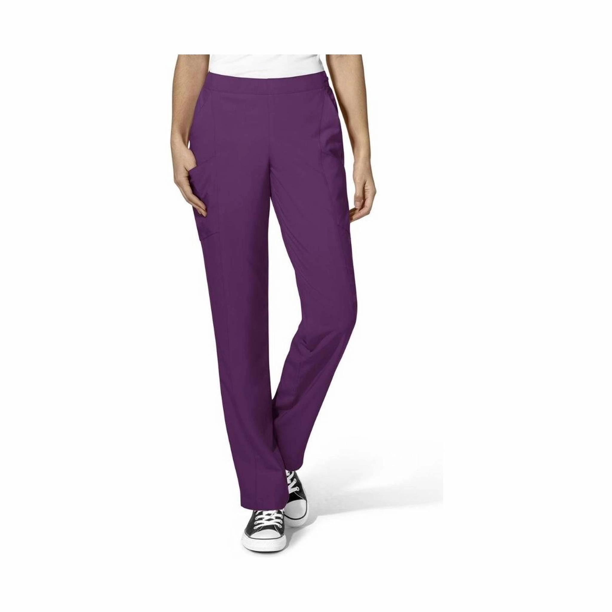 Side slits Wink Women's Flat Front Cargo Scrub Pant - Eggplant