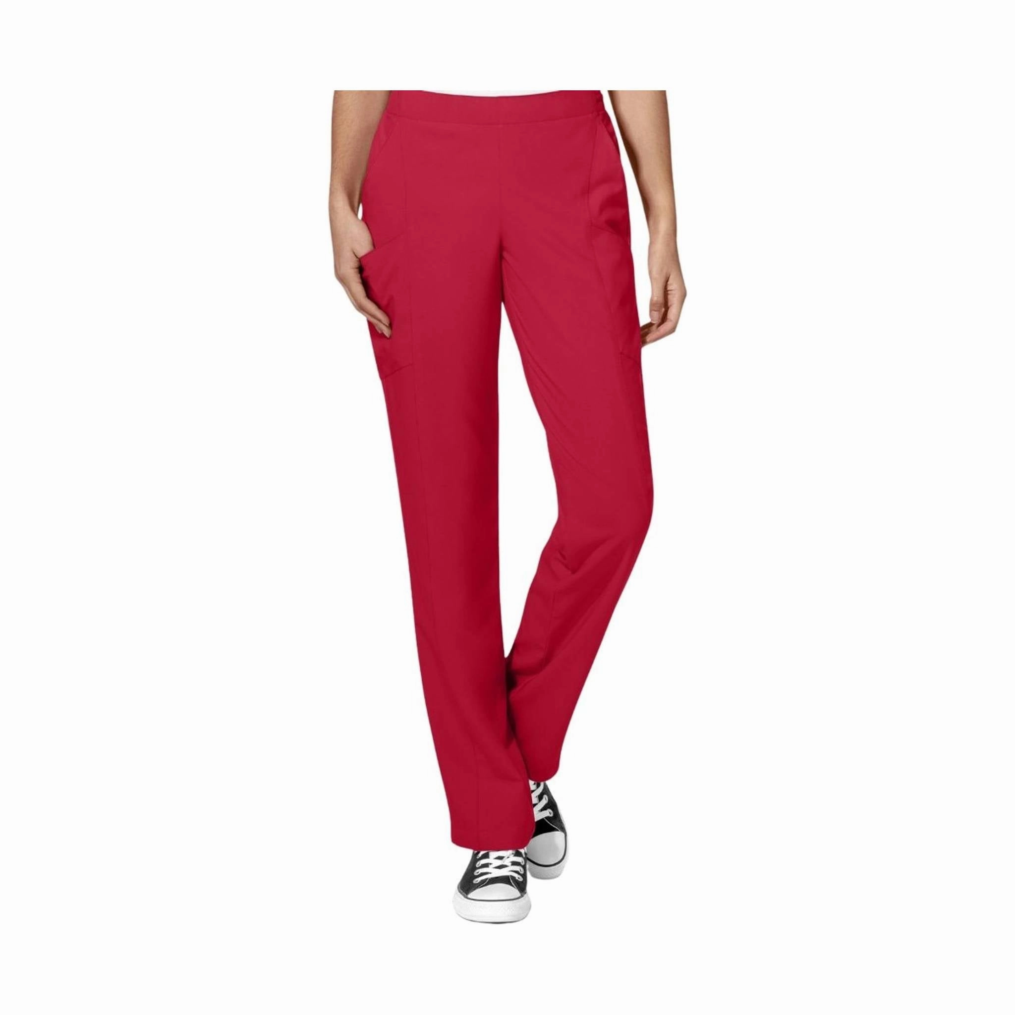 Wink Women's Flat Front Double Cargo Pant - Red Non Clip
