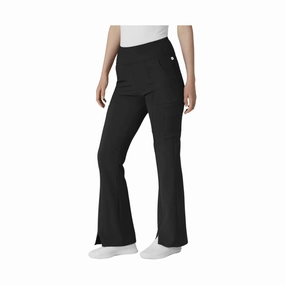 Wink Women's Renew Cargo Flare Scrub Pant - Black Pull-on style