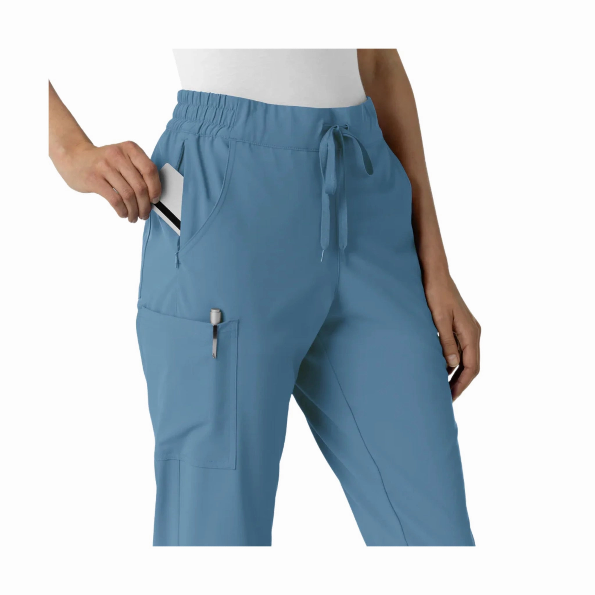 Wink Women's Renew Jogger Scrub Pant - Pacific Blue DoubleLayeredKnees