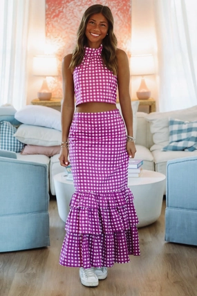 Winning Play Top and Maxi Skirt Set - Purple and White Sporty Blouse