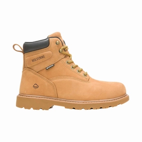 Ultimate Style Wolverine Men's Floorhand Waterproof 6 Inch Soft Toe Work Boots - Wheat
