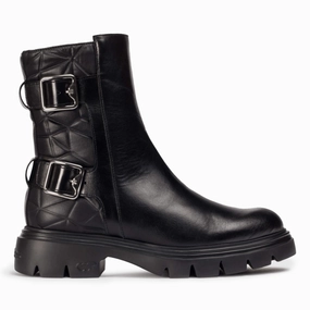 Comfortable Step Wonders Women's Black Bones 01 Black Leather