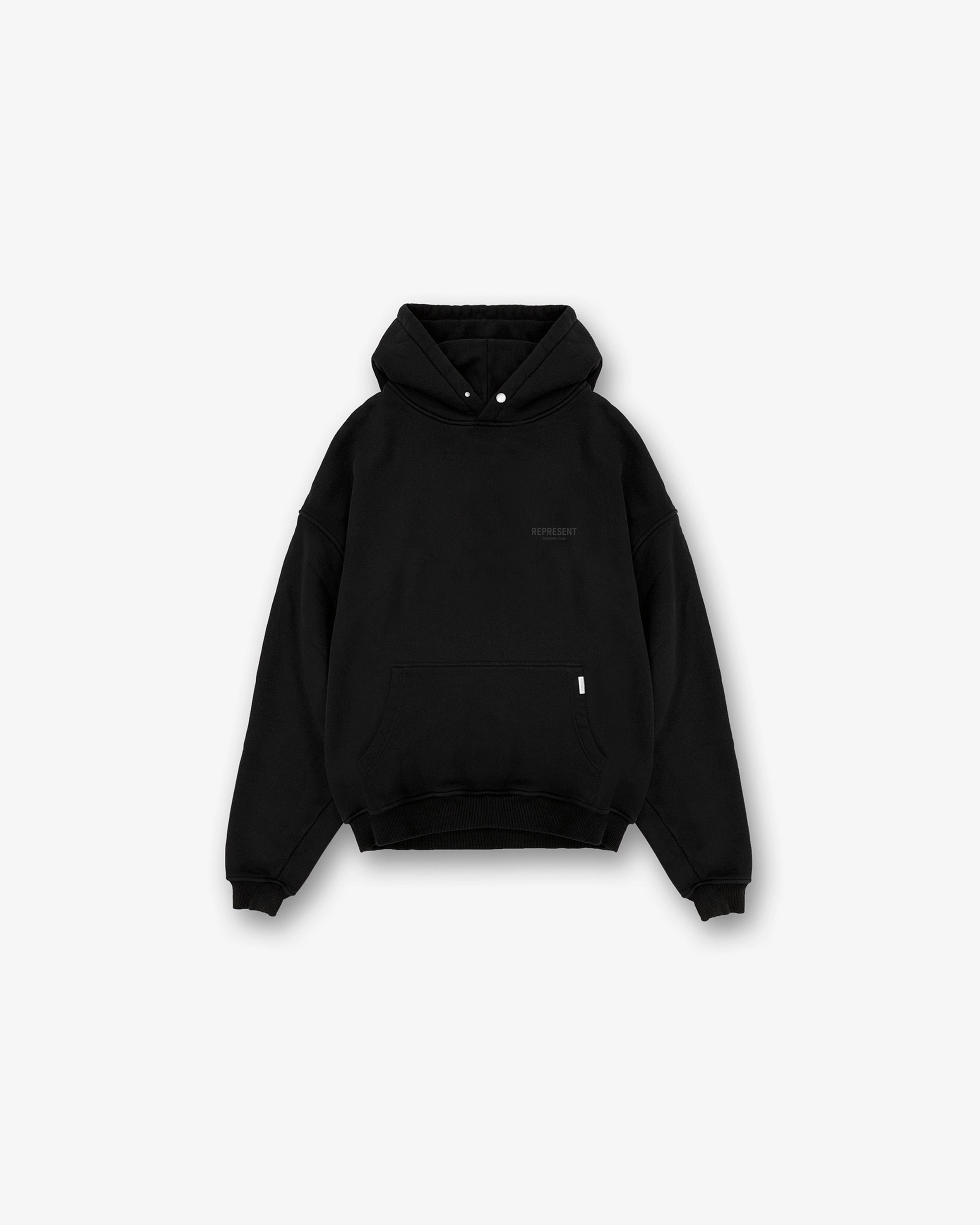 Sporty Comfort Fit Represent Owners Club Hoodie - Black Matte