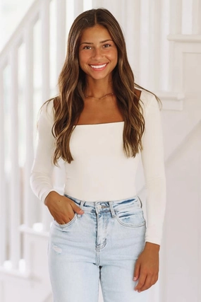 Neutral Tone Stitching Another Day Crop Top - Cream