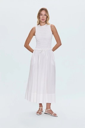 muted tone Ultra Comfort Noelle Poplin Maxi Skirt - Le Blanc