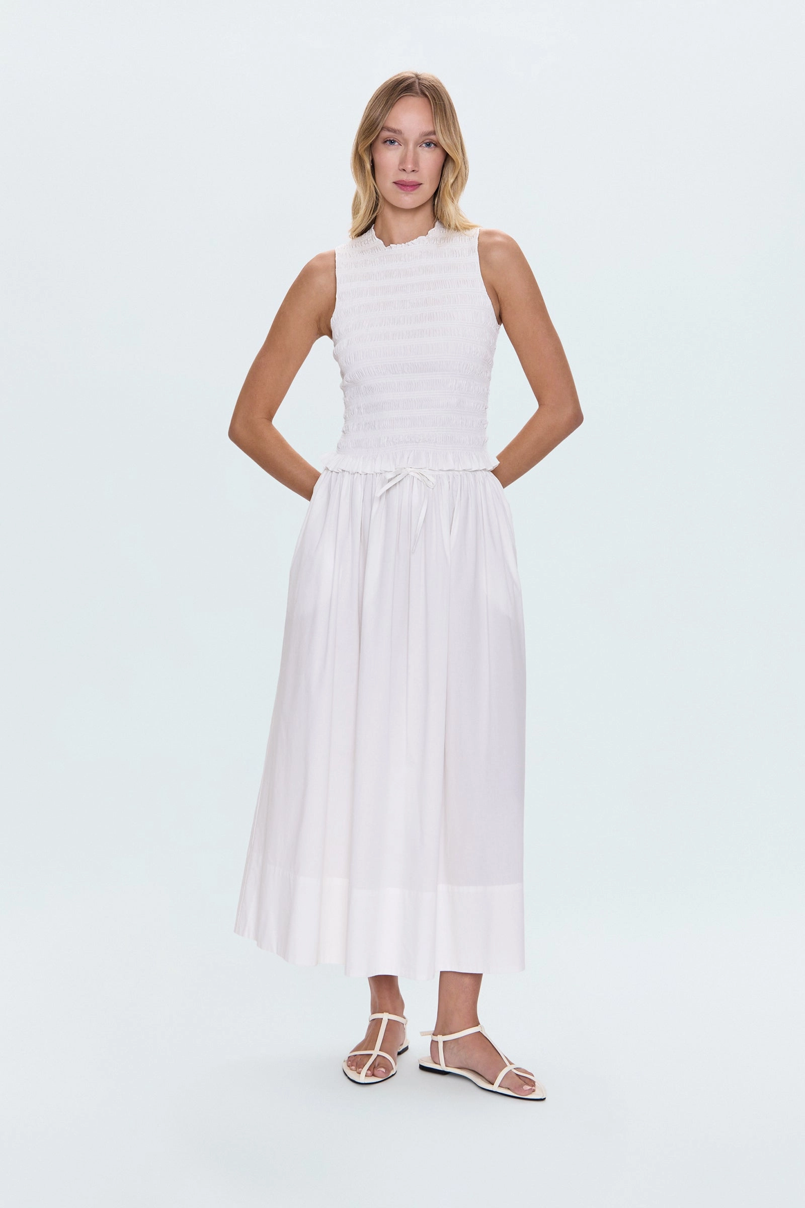 muted tone Ultra Comfort Noelle Poplin Maxi Skirt - Le Blanc