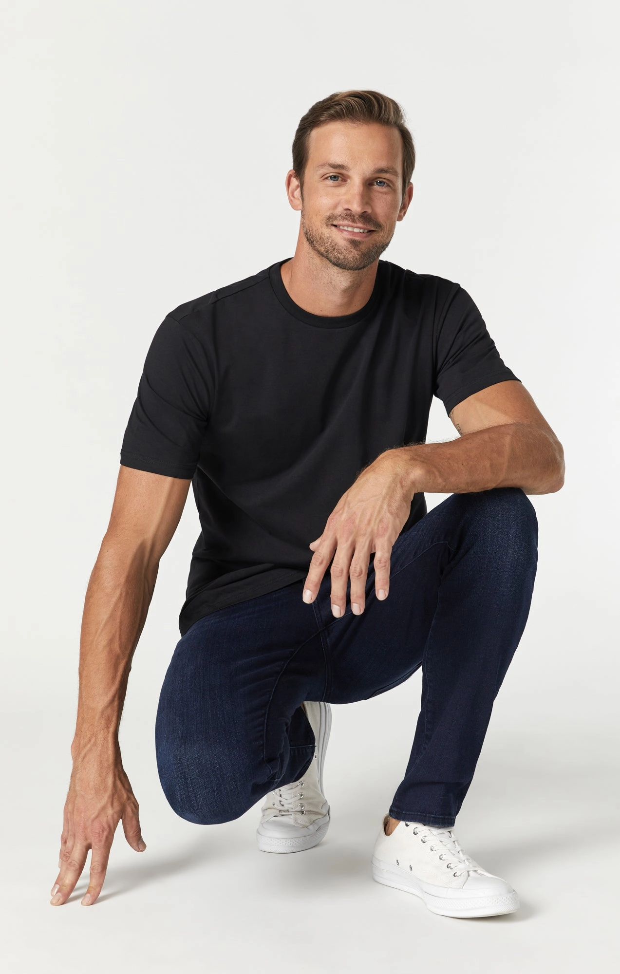 ZACH STRAIGHT LEG IN DEEP BLUE BLACK TONAL WILLIAMSBURG Double Layered Knees