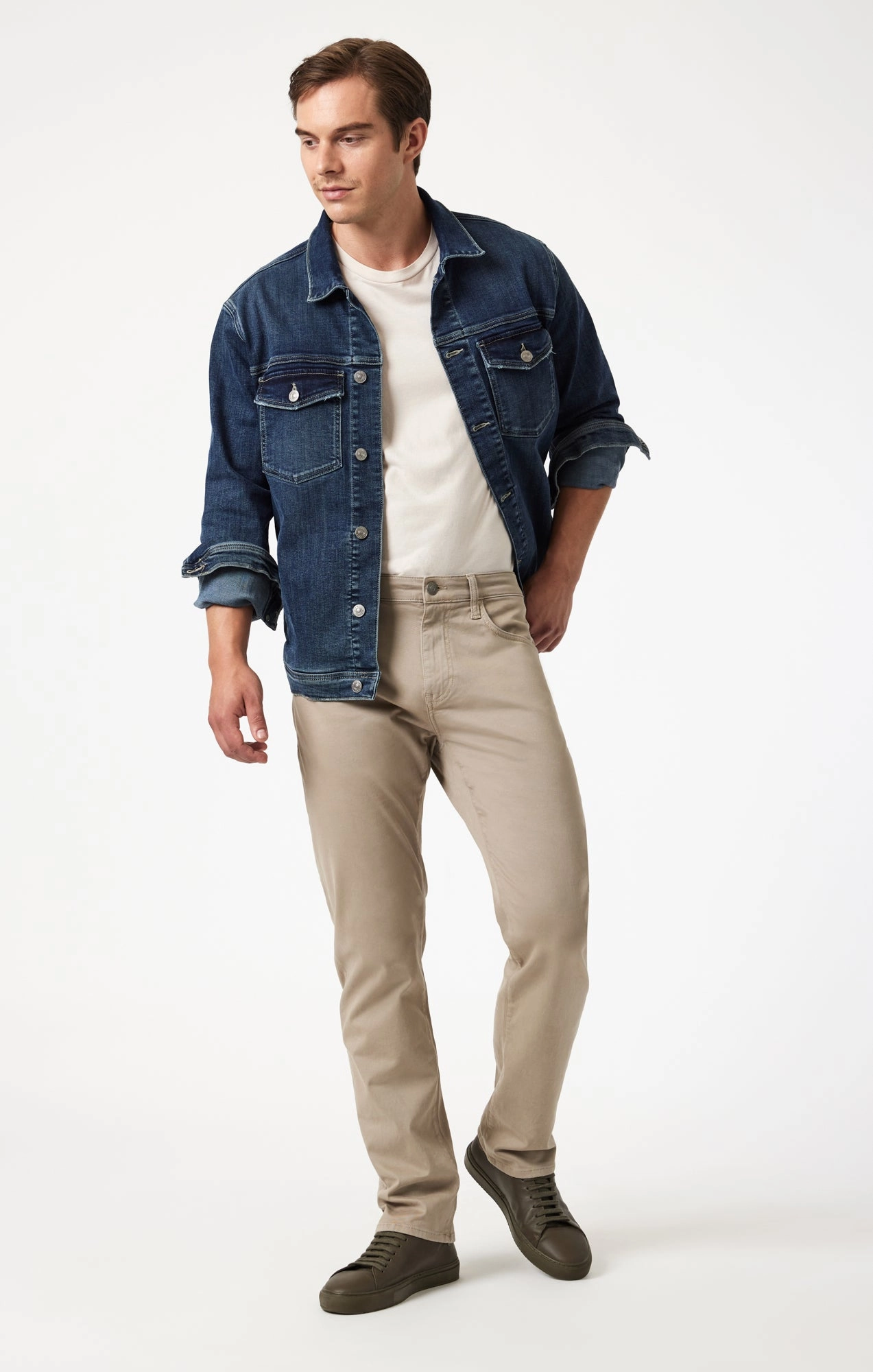 Elastic Free Cuffs ZACH STRAIGHT LEG IN SAND CASUAL TWILL