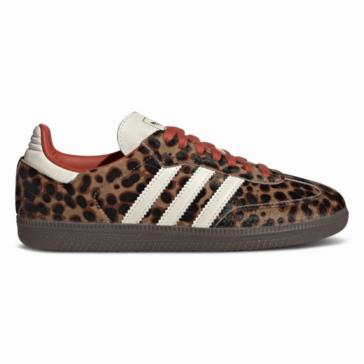 Adidas Women's Samba OG Leopard/Core Black/Preloved Red/Cream White Airflow Vents Crisp Look