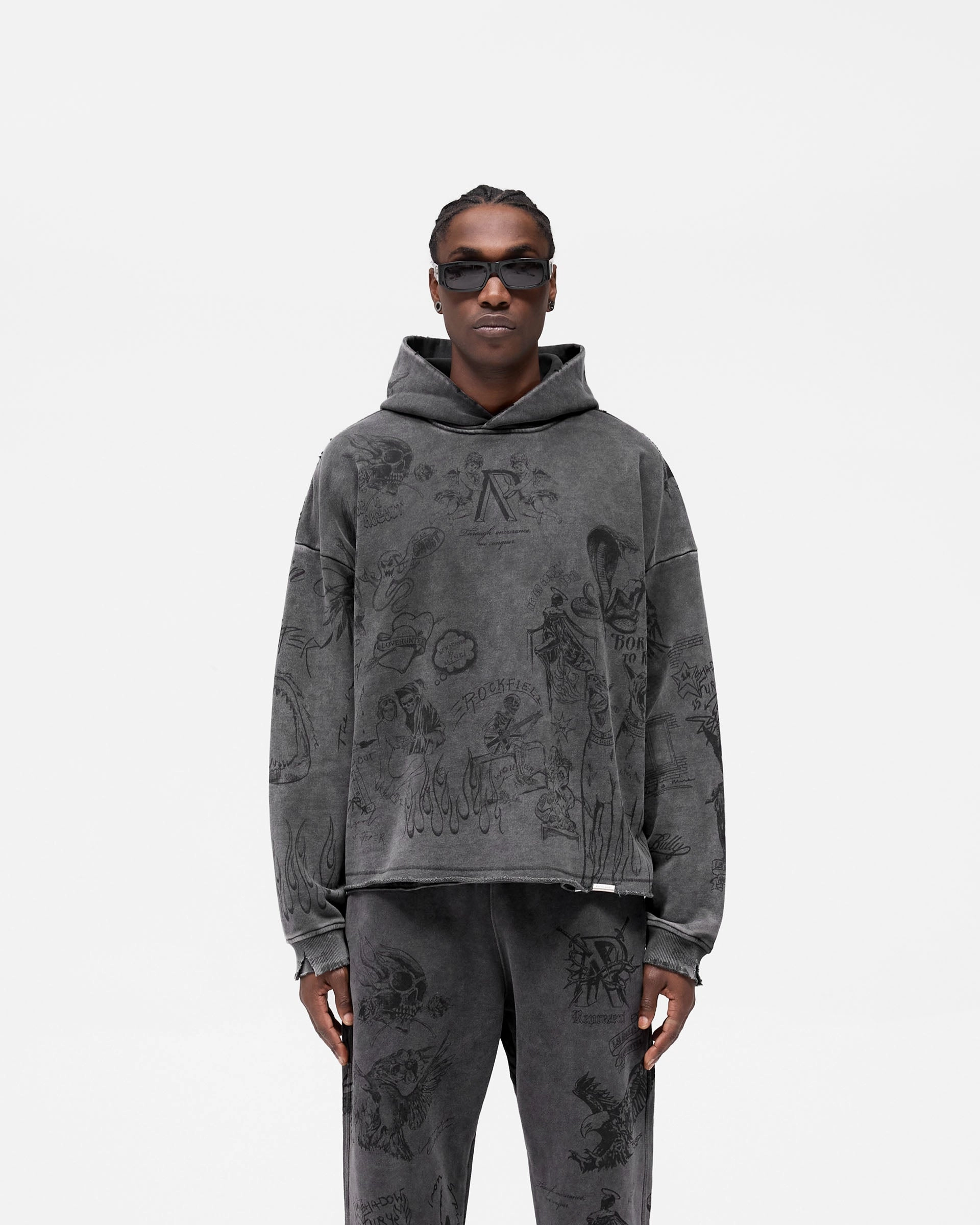 Legacy Hoodie - Vintage Grey Glittery accents Matted look