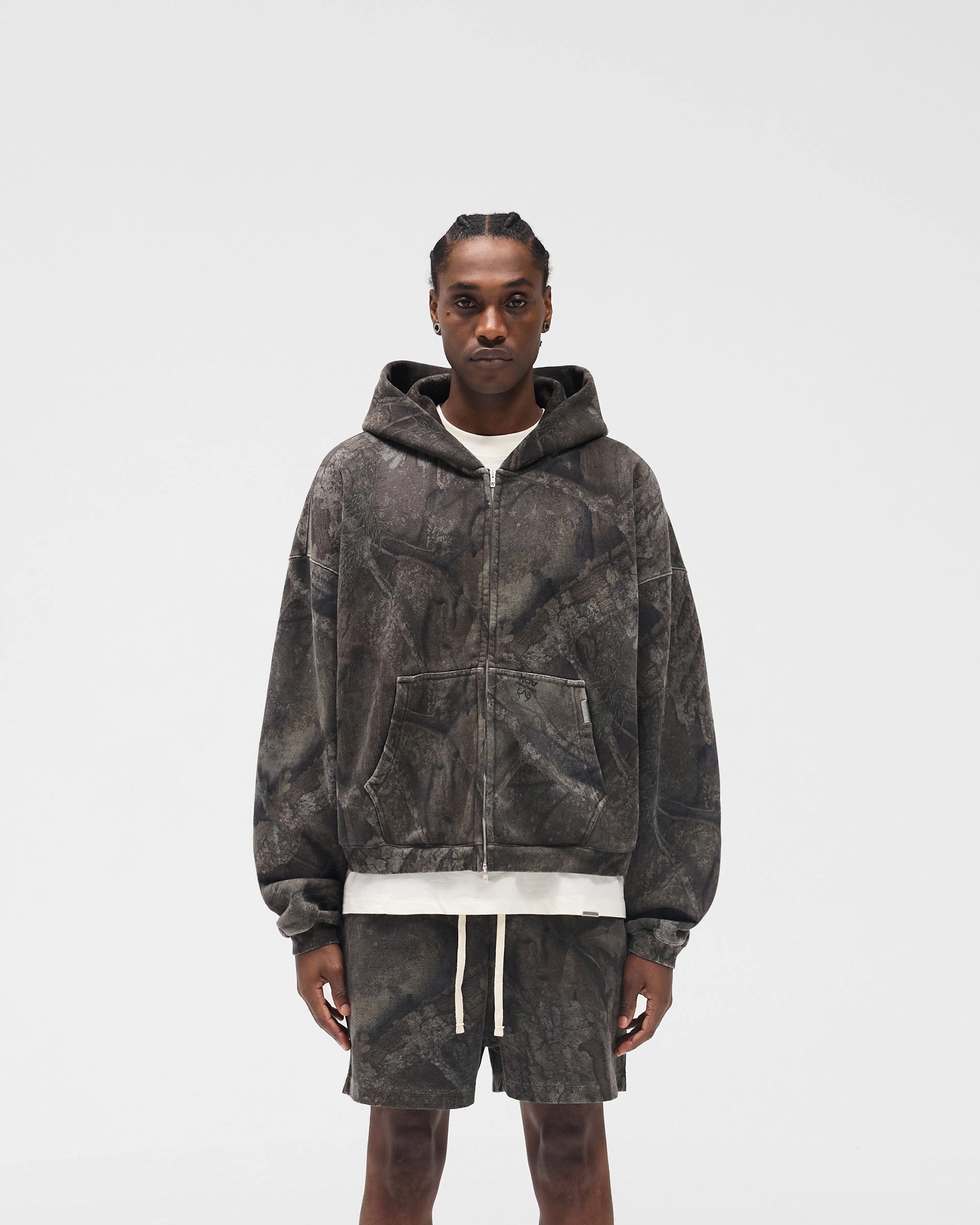 Stretch Fit Costume like Initial Overdye Realtree? Boxy Zip Through Hoodie - Overdyed Black